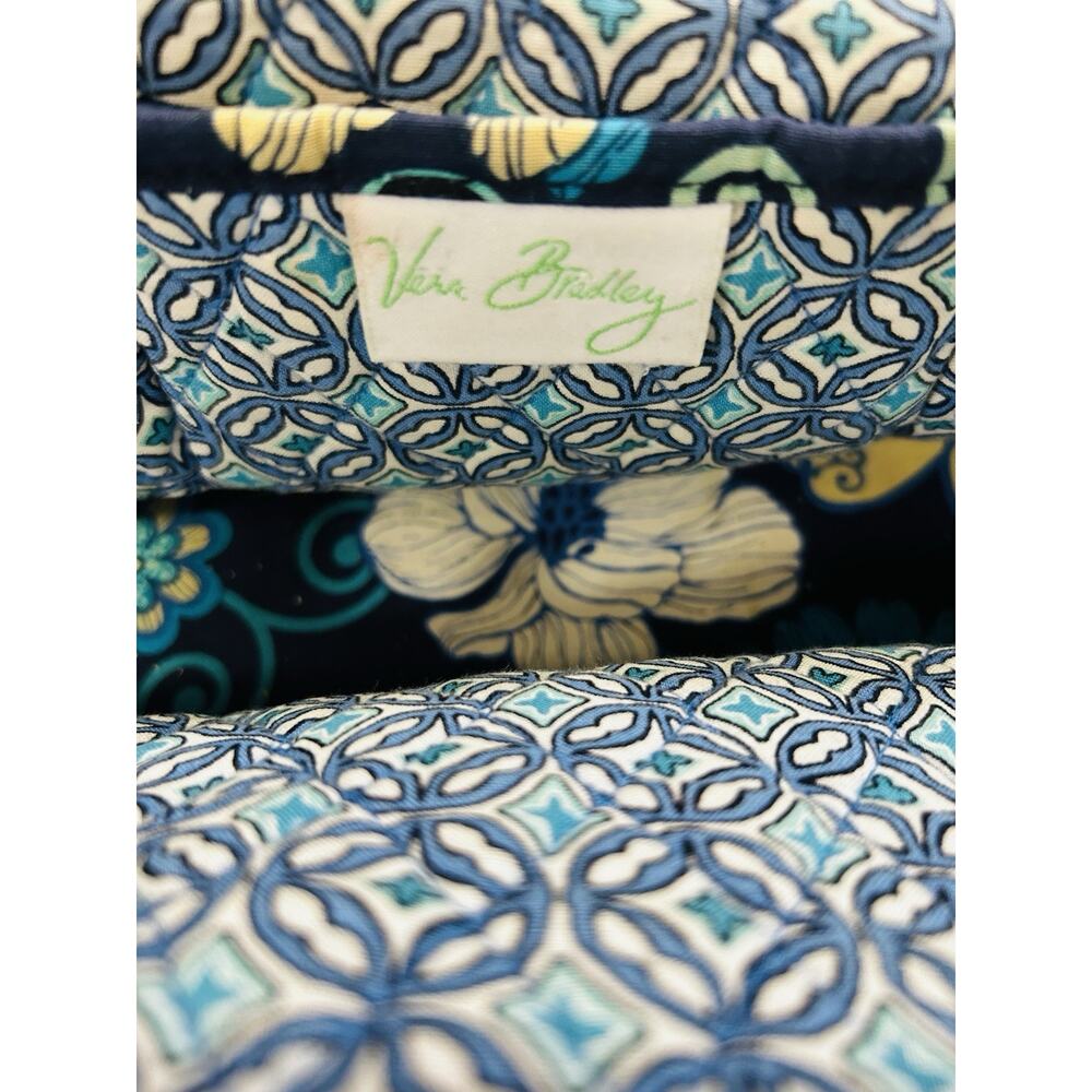 Vera Bradley Blue Floral Satchel Zip Top Double Handles w/ Inner Pockets - Picture 5 of 7
